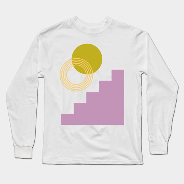 Abstract Shapes Collage in Purple and Yellow Long Sleeve T-Shirt by ApricotBirch